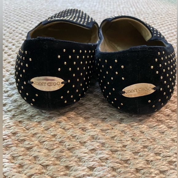 Jimmy Choo Black and gold Studded Loafers - Picture 5 of 6